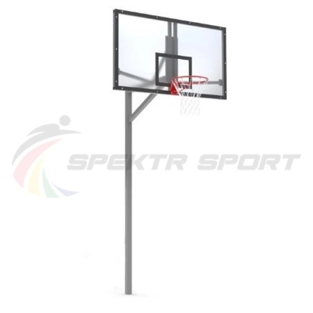 Купить Стойка баскетбольная уличная упрощенная со щитом из оргстекла, кольцом и сеткой SP D 412 в Елабуге 